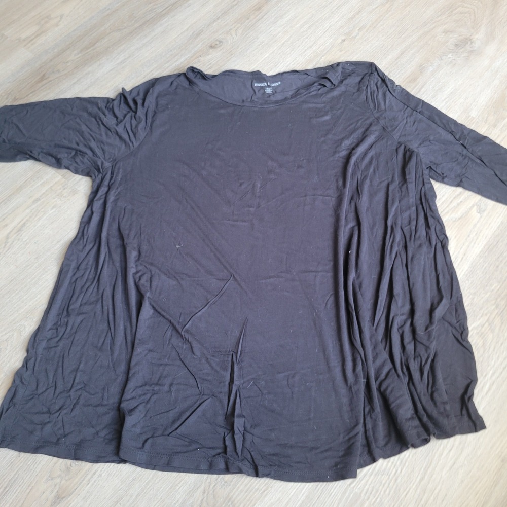 Jessica London Women Tunic Top 18/20 Black Rayon Spandex Relaxed Casual